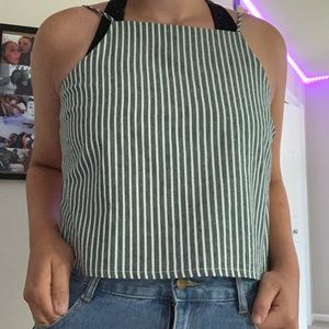 green and white striped tank top